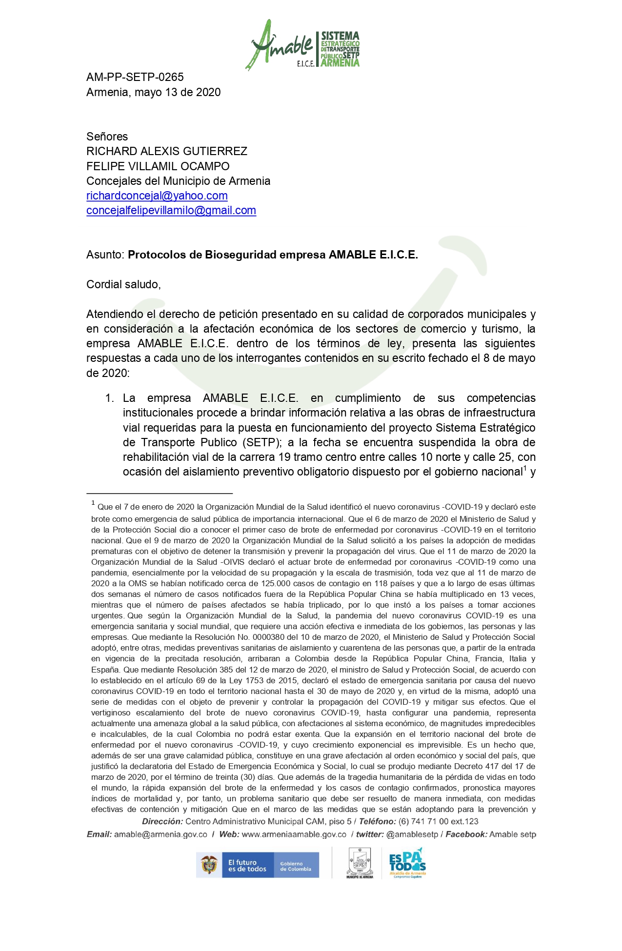 respuesta derecho de peticion concejales Colombia renaciente page 0001